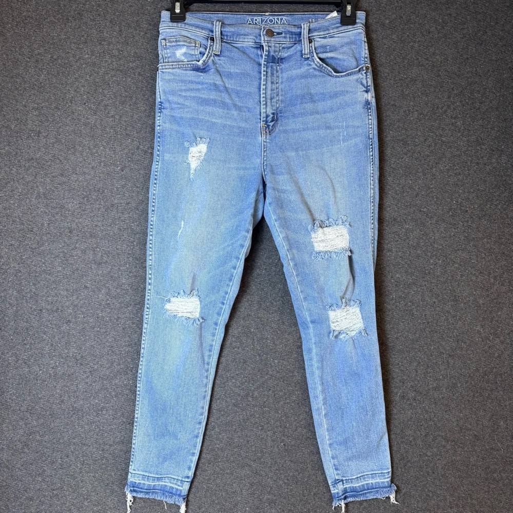 Arizona Women’s 11 Jeans Distressed Slim High-Rise Skinny Ankle Stretch Blue